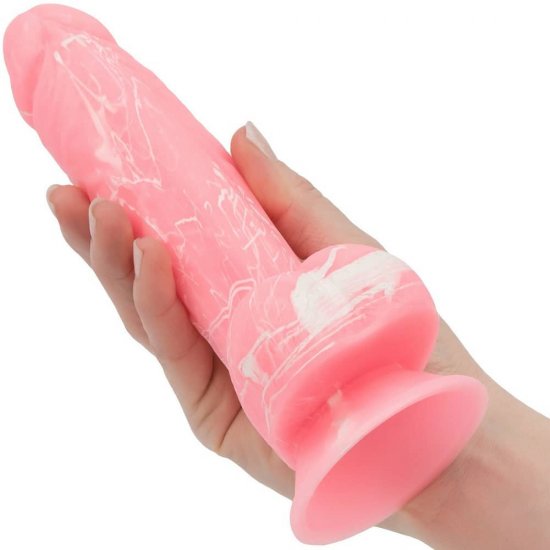 Addiction Brandon 7.5" Glow In The Dark Dildo with Balls In Pink