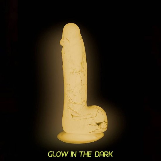 Addiction Brandon 7.5" Glow In The Dark Dildo with Balls In Pink