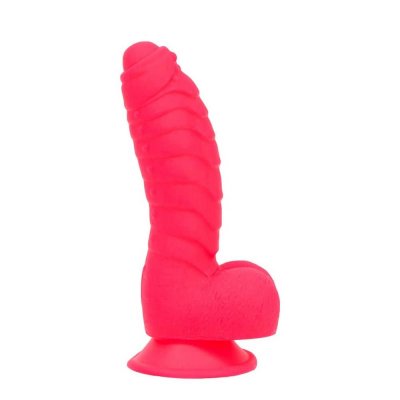 Addiction Tom 7 inch Silicone Dildo with Balls In Hot Pink