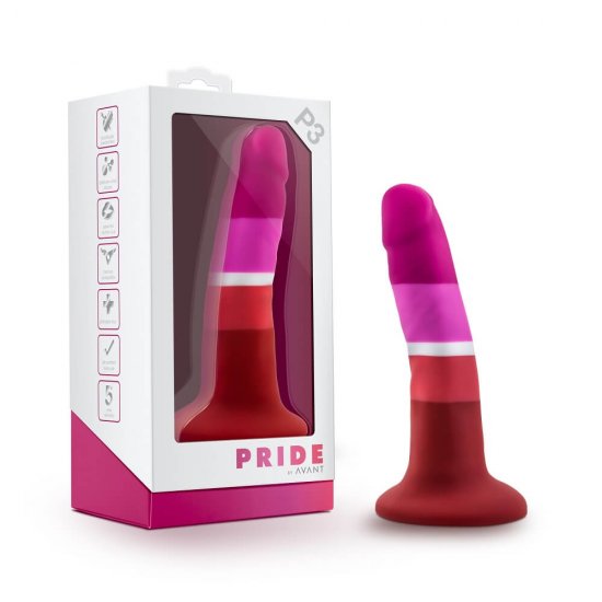Avant Pride P3 Silicone Dildo with Suction Cup In Multi Color