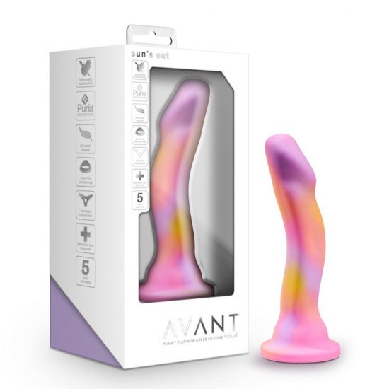 Avant Sun's Out 7.5 inch Curved Platinum Silicone Dildo In Pink