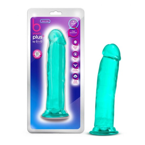 B Yours Plus Thrill N Drill 9 inch Harness Compatible Dildo Teal