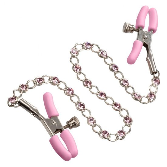 CalExotics First Time Crystal Nipple Teasers In Silver/Pink
