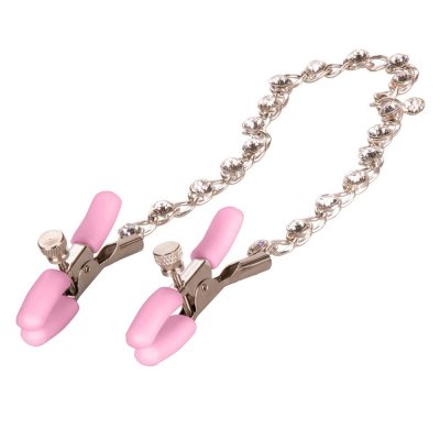 Calexotics Nipple Play Crystal Chain Nipple Clamps In Pink