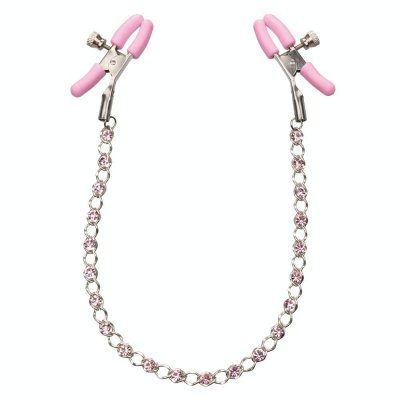 Calexotics Nipple Play Crystal Chain Nipple Clamps In Pink