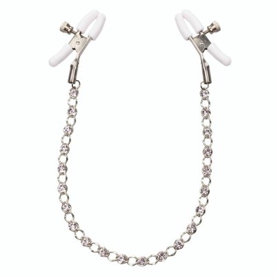 Calexotics Nipple Play Crystal Chain Nipple Clamps In Silver