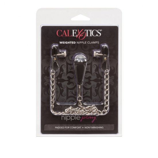 Calexotics Nipple Play Weighted Nipple Clamps In Silver/Black