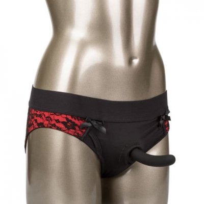 Calexotics Scandal Pegging Panty Set S/M In Red/Black