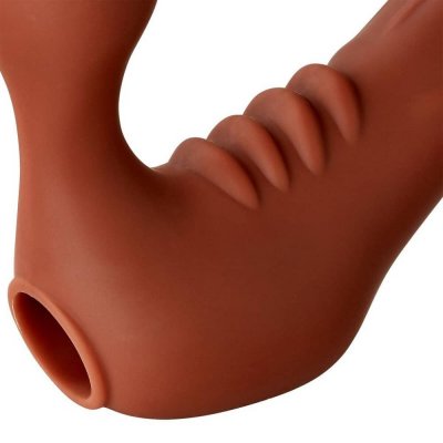 Cloud 9 Vibrating Silicone Strapless Strap-On Dildo In Brown