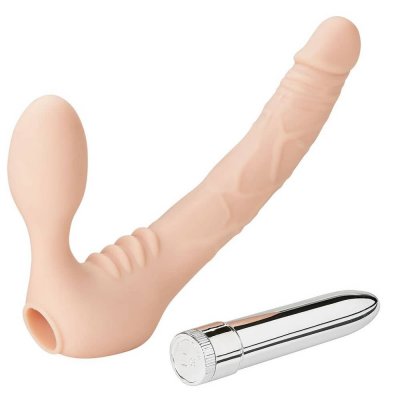 Cloud 9 Vibrating Silicone Strapless Strap-On Dildo In Flesh