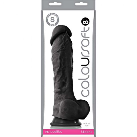ColourSoft 8 inch Silicone Soft Dildo In Black