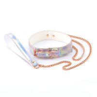 Cosmo Bondage Holographic Collar & Leash Set In Rainbow