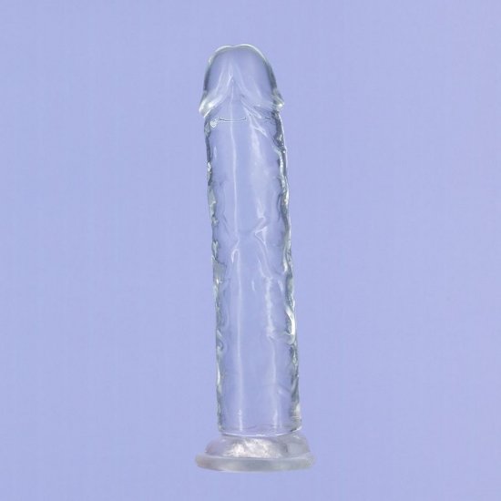 Crystal Addiction 7 inch Vertical Dong with Bonus Vibe In Clear