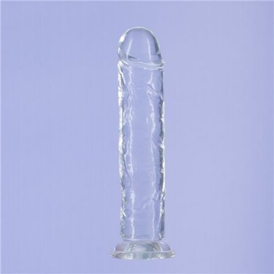 Crystal Addiction 8 inch Vertical Dong with Bonus Vibe In Clear