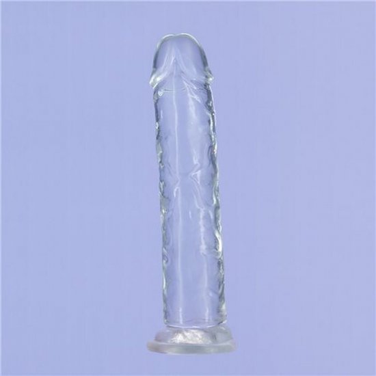 Crystal Addiction 9 inch Vertical Dong with Bonus Vibe In Clear