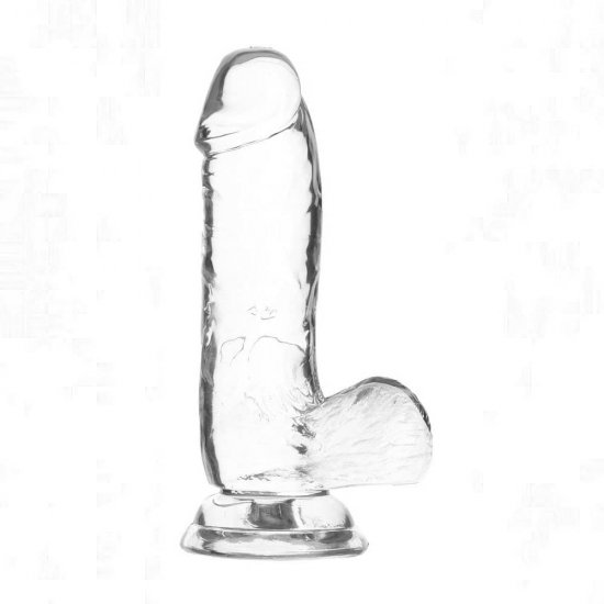 Crystal Addiction Clear 6 inch Dildo with Balls In Clear