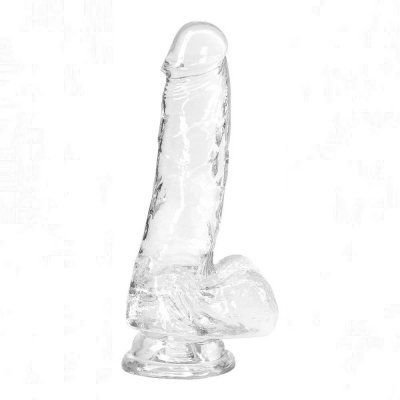 Crystal Addiction Clear 7 inch Dildo with Balls In Clear