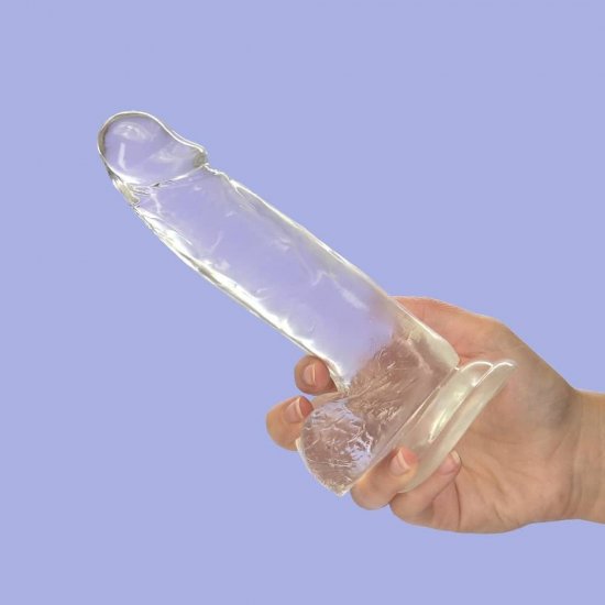 Crystal Addiction Clear 8 inch Dildo with Balls In Clear