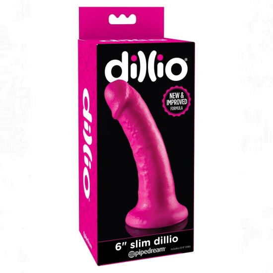Dillio 6 inch Slim Dildo with Suction Cup In Pink