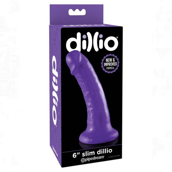 Dillio 6 inch Slim Dildo with Suction Cup In Purple