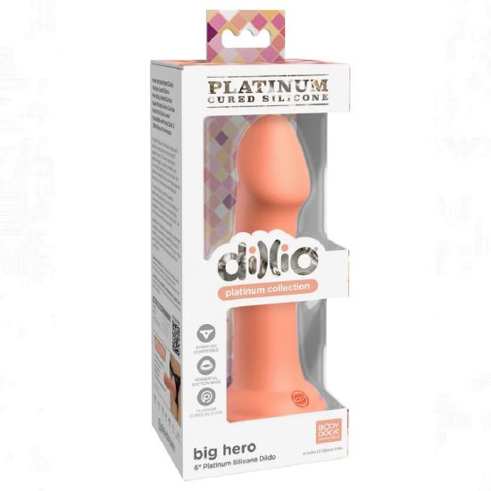 Dillio Platinum Big Hero 6" Platinum Silicone Dildo In Peach