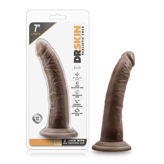 Dr. Skin 7 inch Cock with Suction Cup In Chocolate