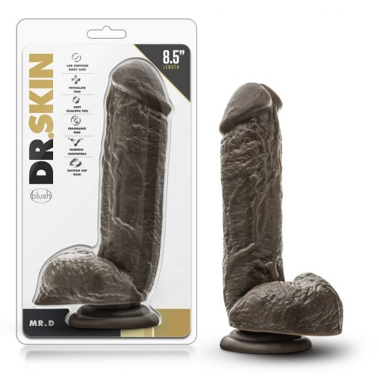 Dr. Skin Mr. D 8.5 inch Realistic Dildo with Balls In Chocolate