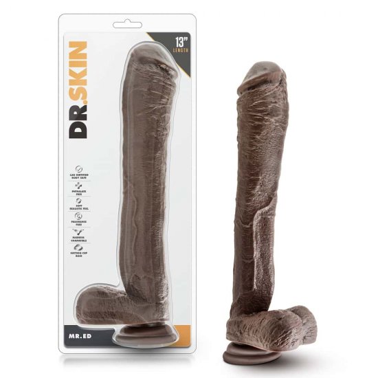 Dr Skin Mr. Ed 13 inch Dildo with Suction Cup In Chocolate