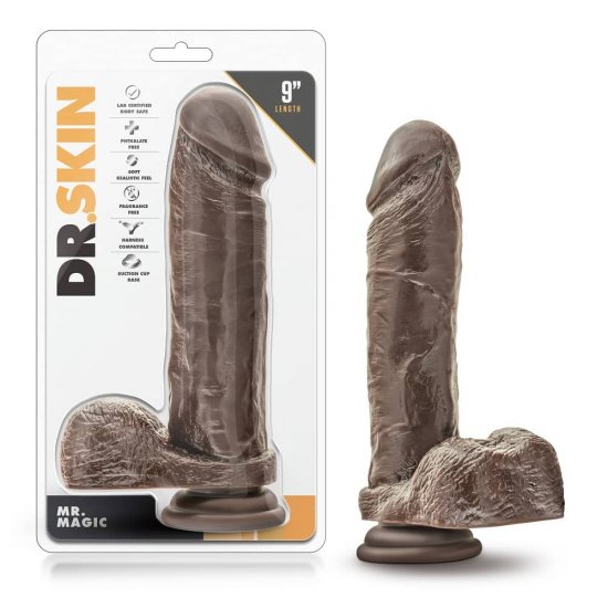Dr. Skin Mr. Magic 9" Realistic Dildo with Balls In Chocolate