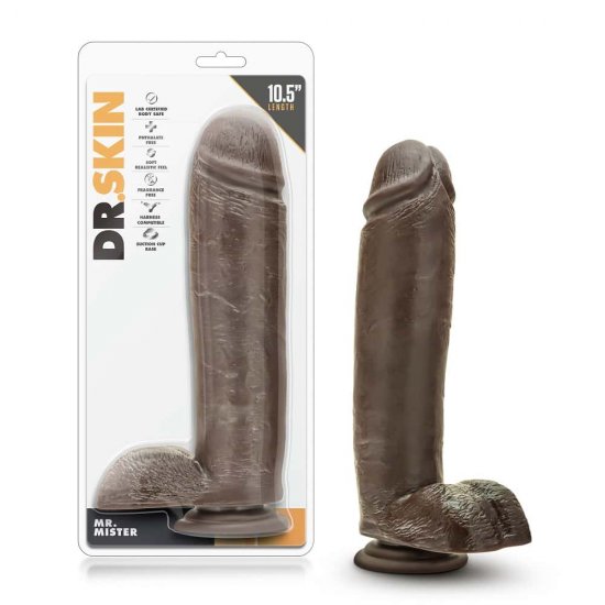 Dr. Skin Mr. Mister 10.5" Realistic Dildo with Balls - Chocolate