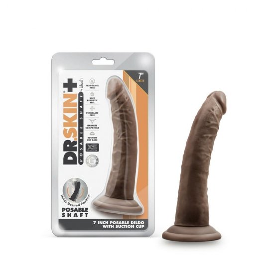 Dr. Skin Plus 7 inch Posable Dildo In Chocolate
