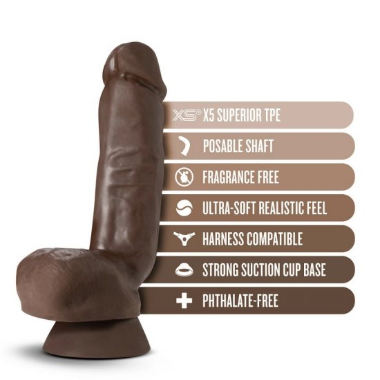 Dr. Skin Plus 8in Thick Poseable Dildo w/Squeezable Balls Brown