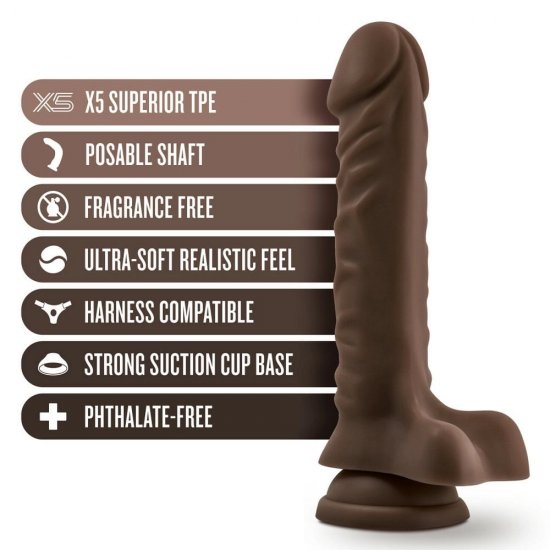 Dr. Skin Plus 9 inch Posable Dildo With Balls In Chocolate