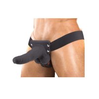 Erection Assistant 6 inch Vibrating Hollow Strap-On In Black