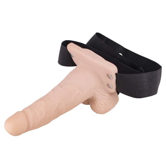 Erection Assistant 6 inch Vibrating Hollow Strap-On In Flesh