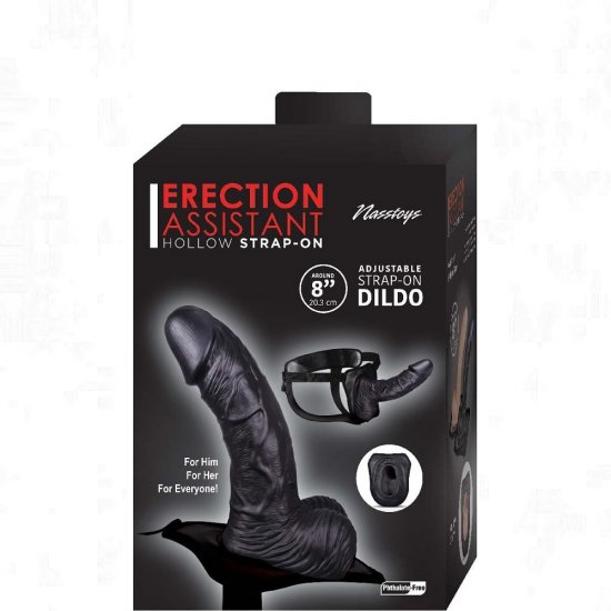 Erection Assistant 8 inch Adjustable Hollow Strap-On In Black