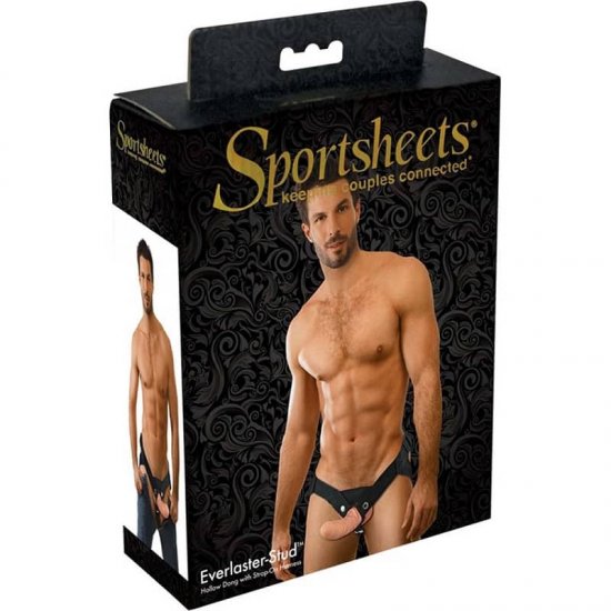 Sportsheets Everlaster Stud Harness with Hollow Dildo In Flesh