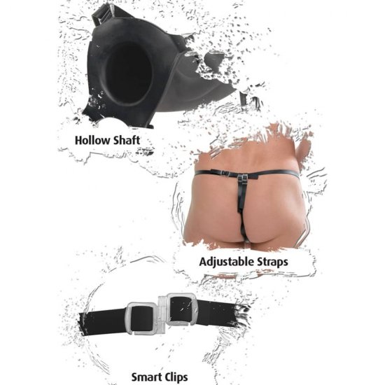 Fetish Fantasy Extreme 7 inch Silicone Hollow Strap-On In Black