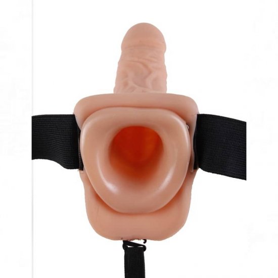 Fetish Fantasy 7" Vibrating Hollow Strap-On with Balls In Flesh