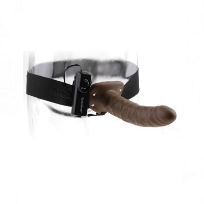 Fetish Fantasy Series 8 inch Vibrating Hollow Strap-On In Brown