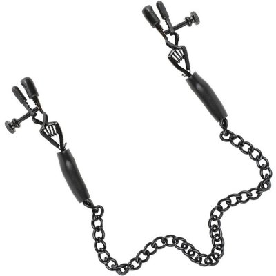 Fetish Fantasy Series Adjustable Nipple Chain Clamps In Black