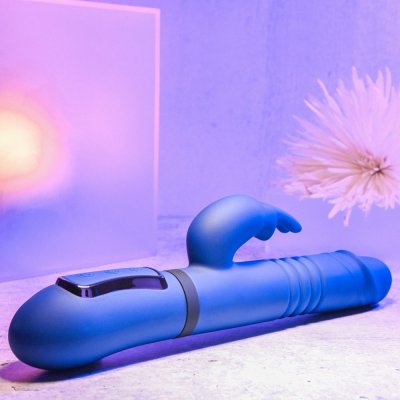 Gender X All In One Thrusting & Rotating Rabbit Vibrator In Blue
