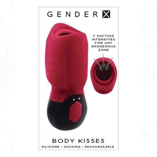 Gender X Body Kisses Vibrating Suction Massager In Red/Black