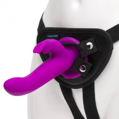 Happy Rabbit Rechargeable Vibrating Strap-On Harness Set Purple