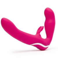 Happy Rabbit Rechargeable Vibrating Strapless Strap-On In Pink