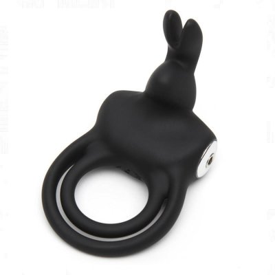 Happy Rabbit Stimulating Rechargeable Rabbit Cock Ring In Black
