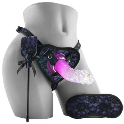 Heart-Throb Deluxe Harness Kit with Curved Dildo In Purple