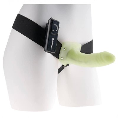 Fetish Fantasy For Him Or Her Vibrating Hollow Strap-On In Glow