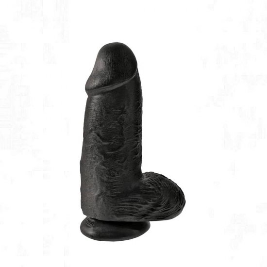 King Cock Chubby 9 inch Realistic Dildo with Balls In Black