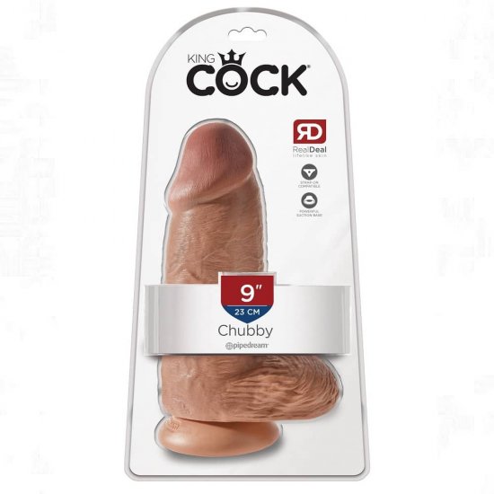King Cock Chubby 9 inch Realistic Dildo with Balls In Tan